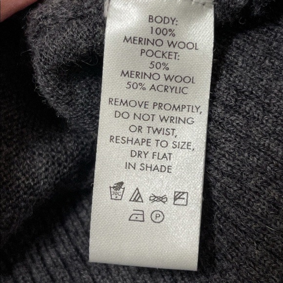 Calvin Klein Merino Wool Gray Zip Front Sweater Lg - Picture 4 of 4